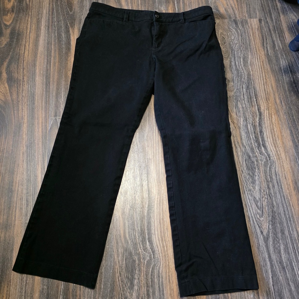 Lauren Ralph Lauren Curvy Straight Leg Pants Womens 14 Black Stretch Cotton